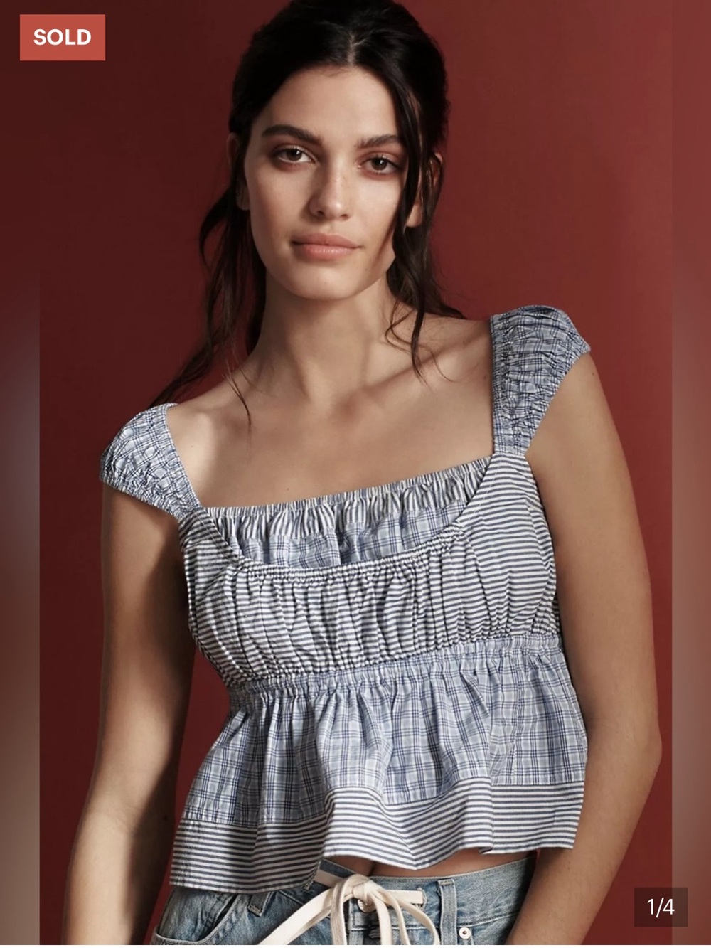 Anthropologie Women’s Shirred Bodice Tank size L